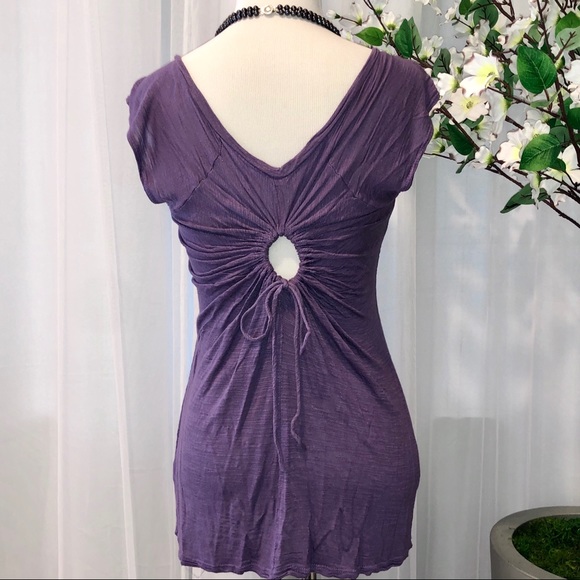 EUC Voxx New York Purple Open Back Burnout Tee, M - Picture 3 of 9